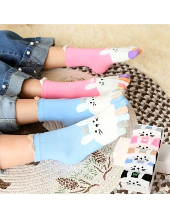 Детски чорапи с пръсти заек 5 чифта